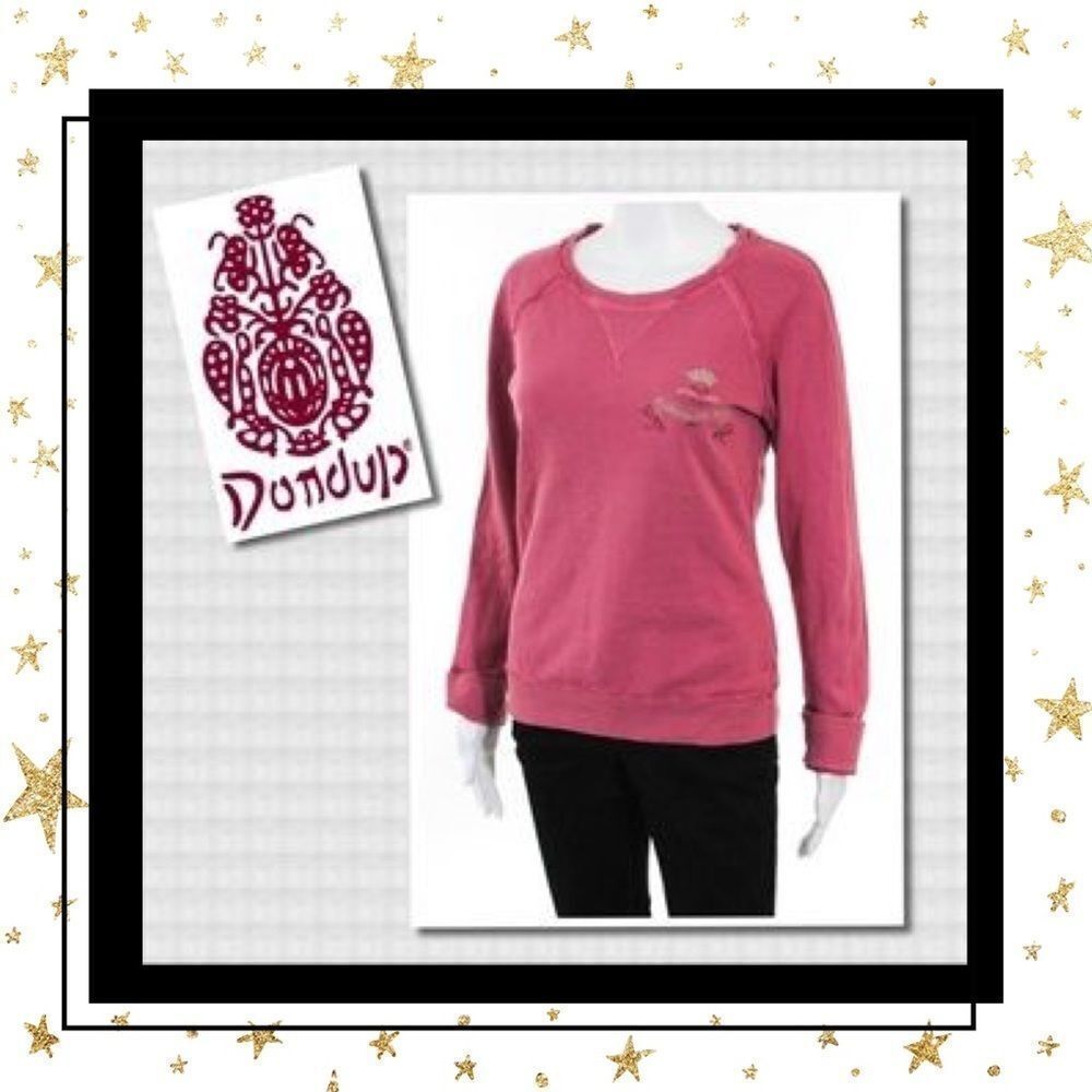 Dondup Pink Embroidered Distressed Sweatshirt L